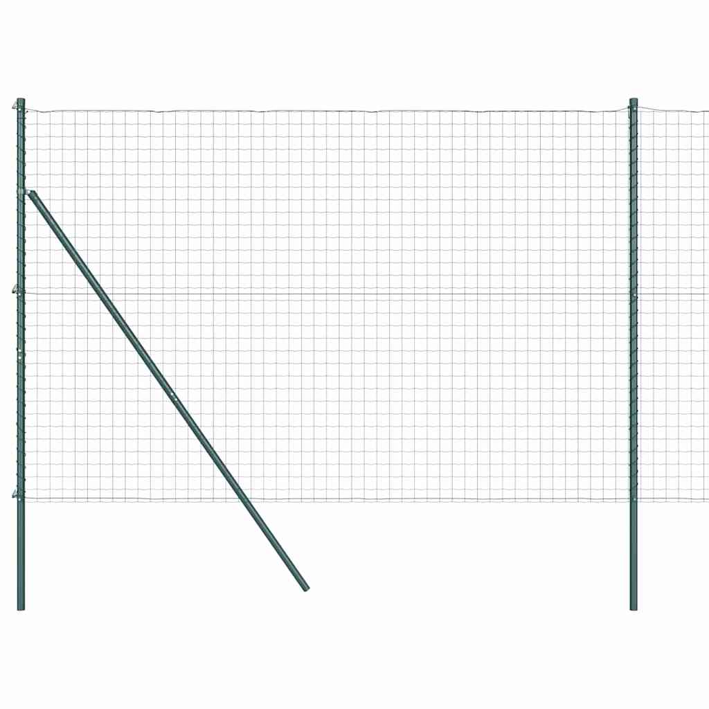 Fence with Posts Green 1.6 x 10 m Steel