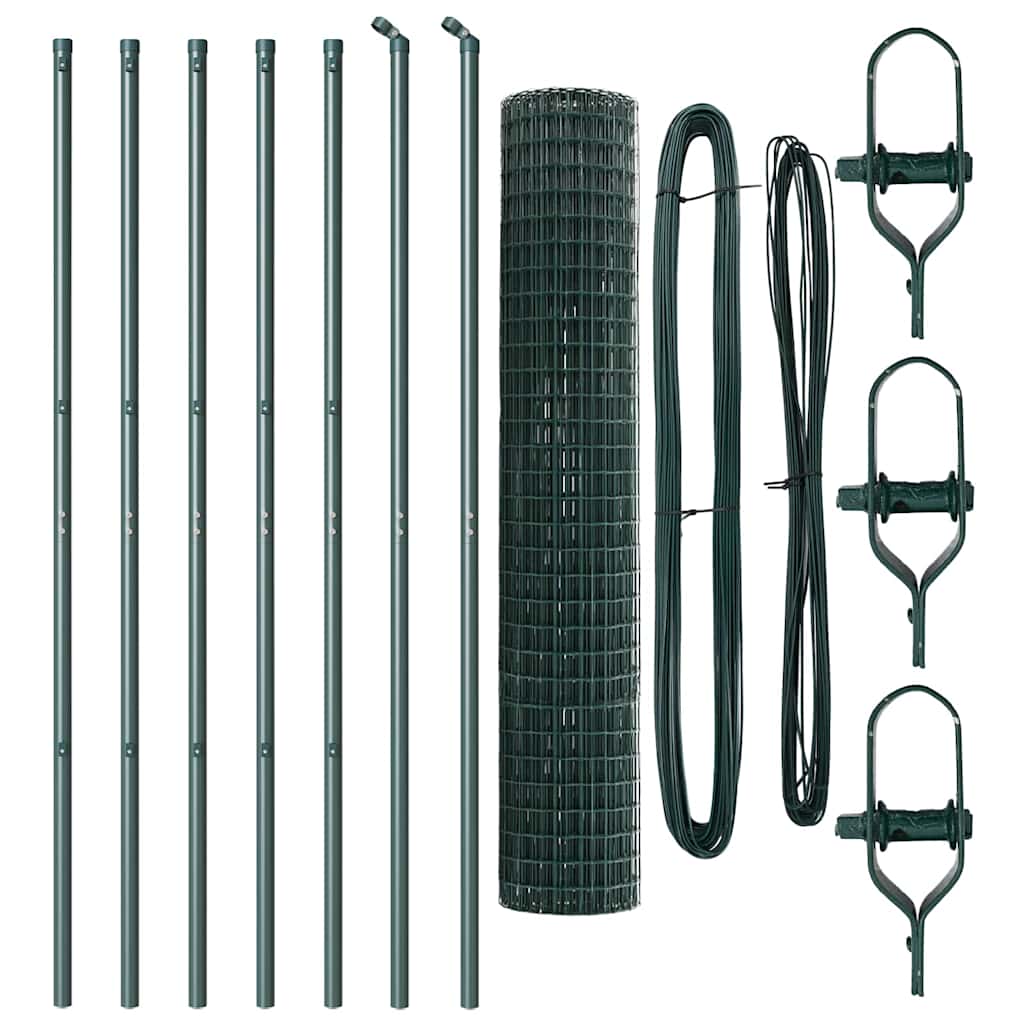 Fence with Posts Green 1.6 x 10 m Steel