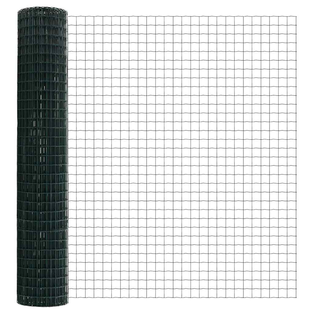 Fence with Posts Green 1.6 x 10 m Steel