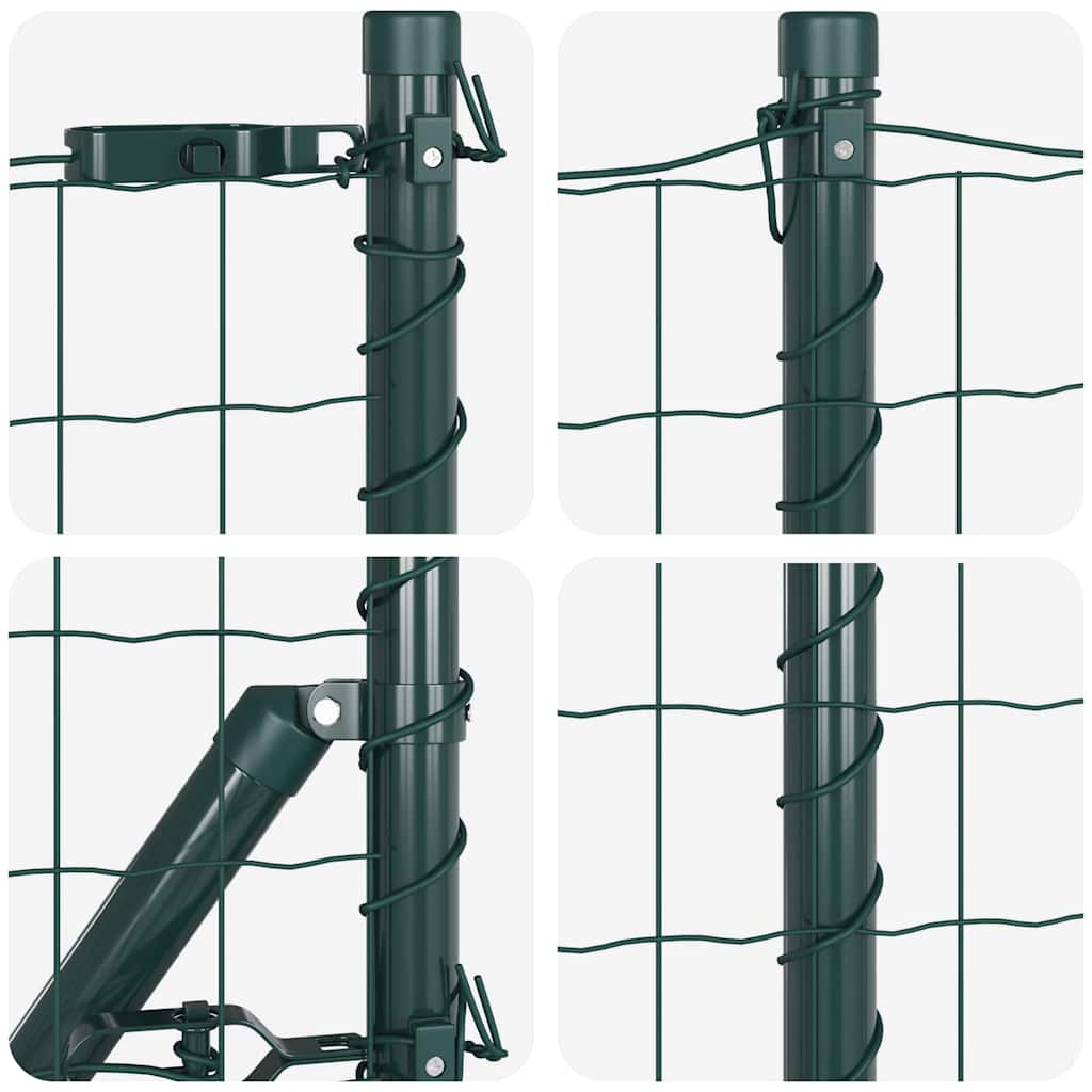 Fence with Posts Green 0.8 x 10 m Steel