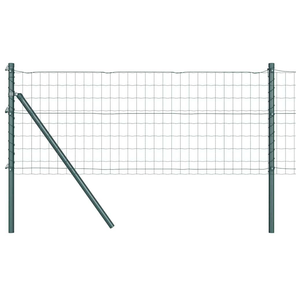Fence with Posts Green 0.8 x 10 m Steel
