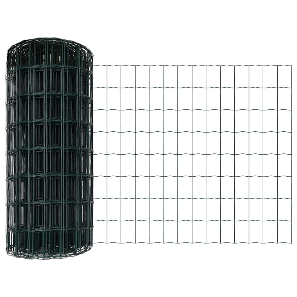 Fence with Posts Green 0.8 x 10 m Steel