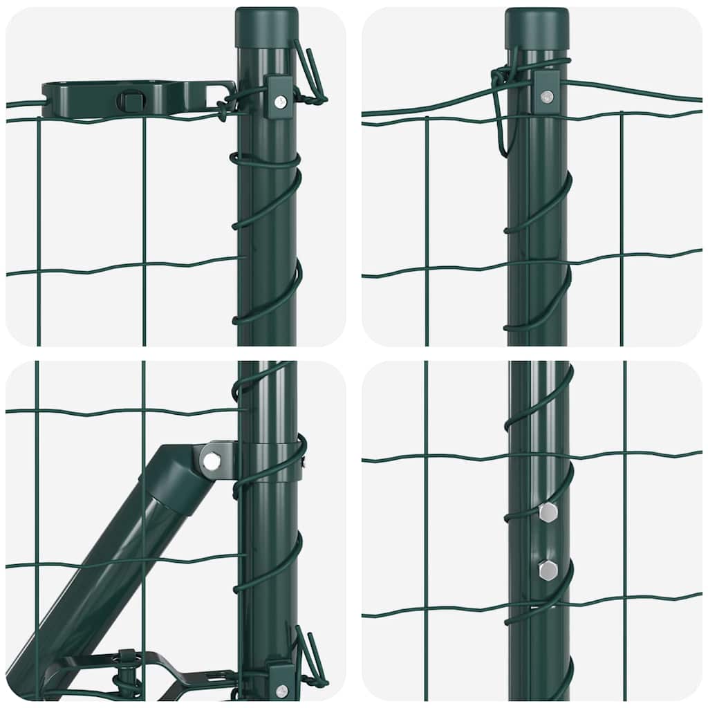 Fence with Posts Green 1 x 10 m Steel