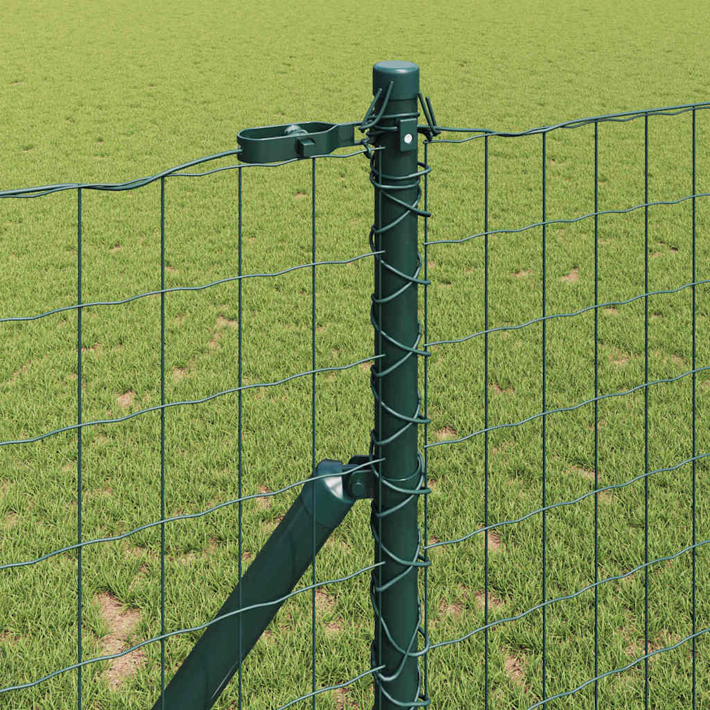 Fence with Posts Green 1 x 10 m Steel