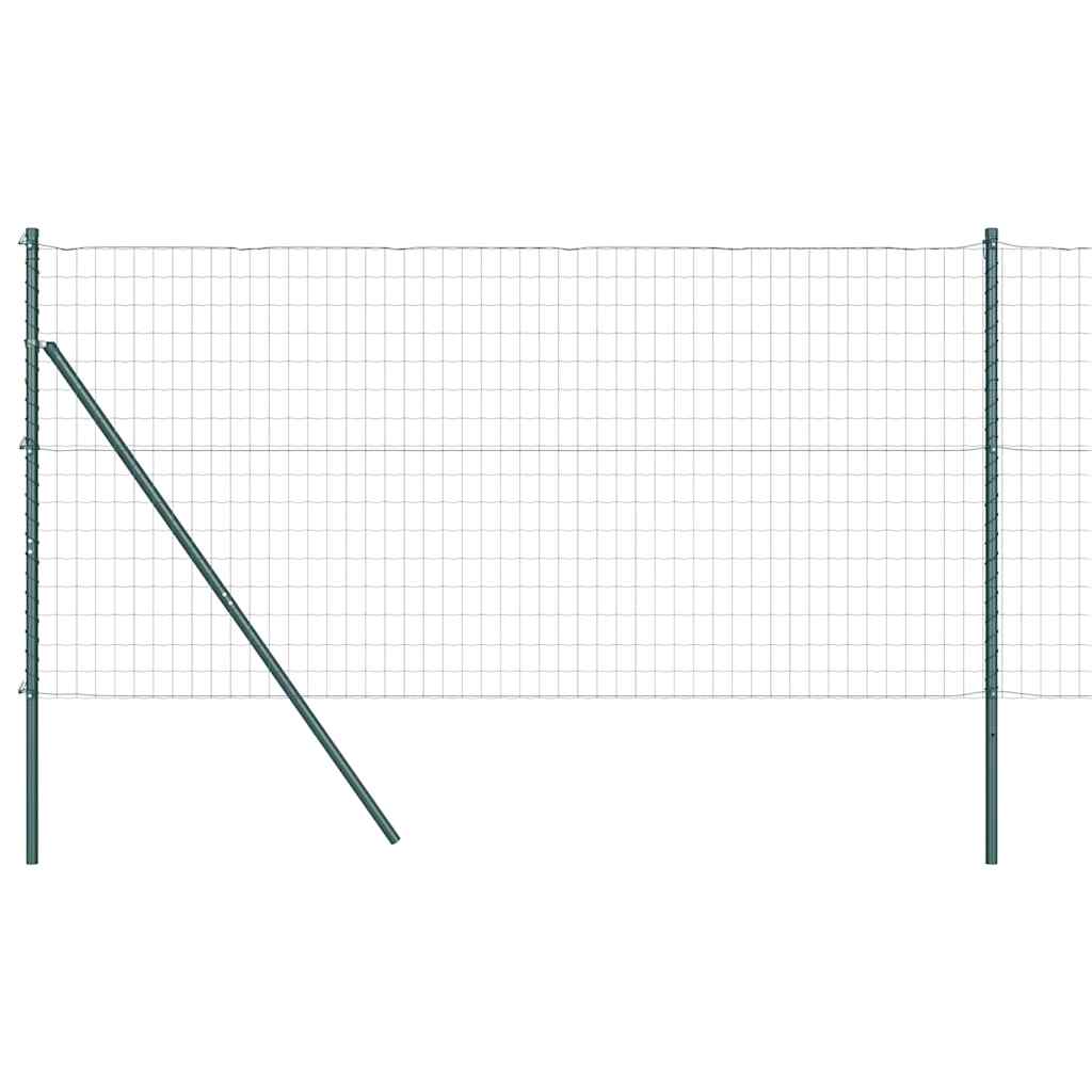 Fence with Posts Green 1 x 10 m Steel