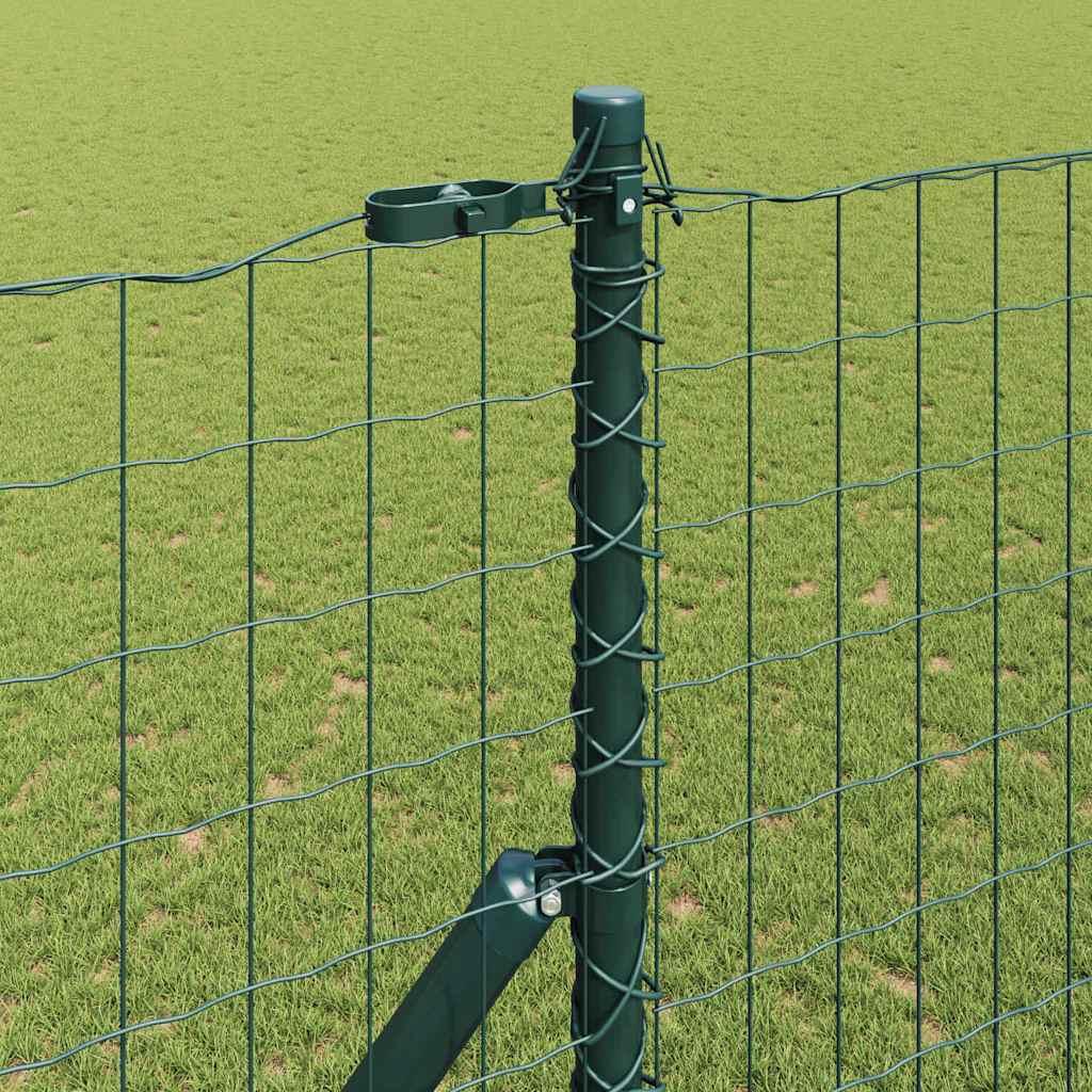 Fence with Posts Green 1.5 x 10 m Steel