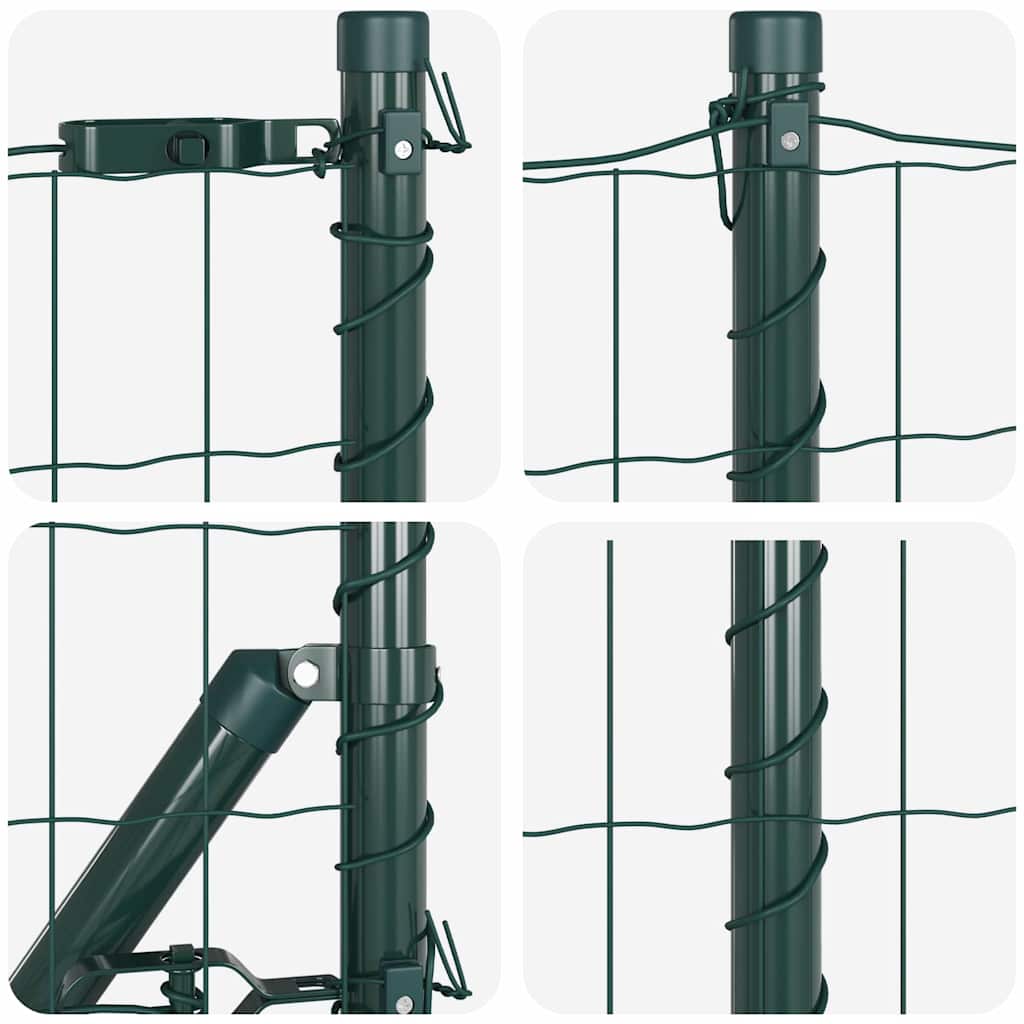 Fence with Posts Green 0.4 x 10 m Steel