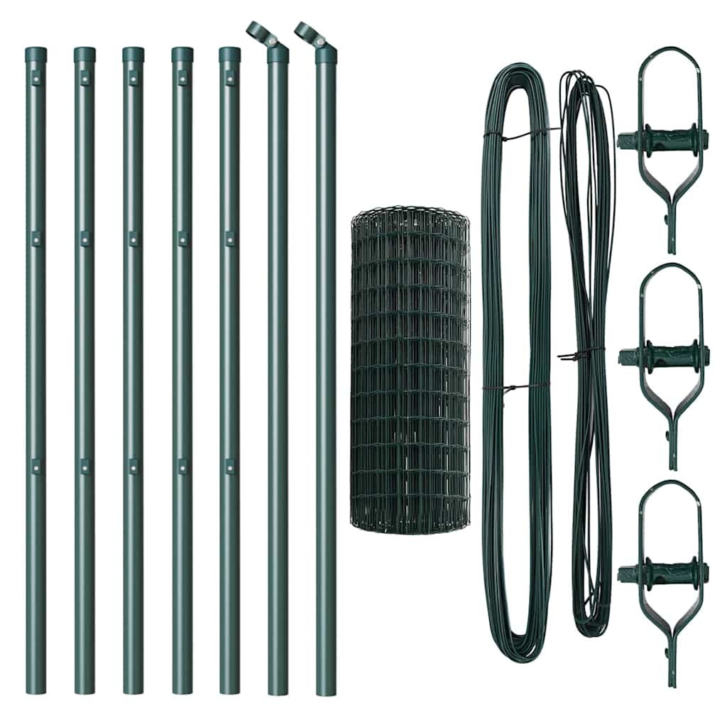 Fence with Posts Green 0.4 x 10 m Steel