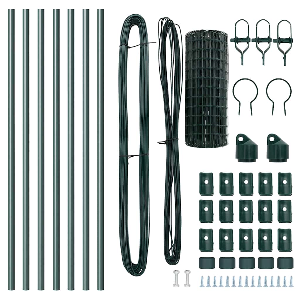 Fence with Posts Green 0.4 x 10 m Steel