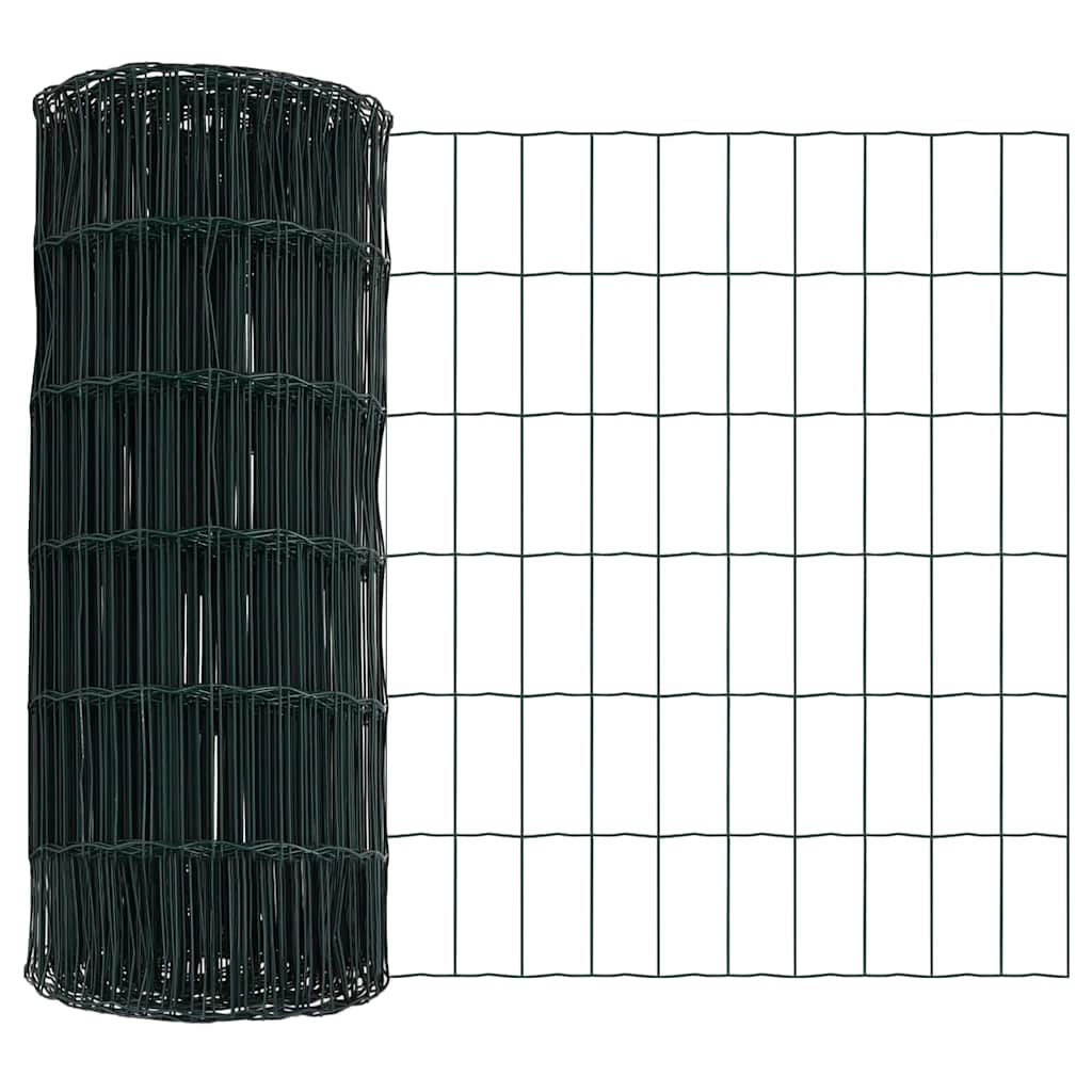 Fence with Posts Green 0.8 x 10 m Steel