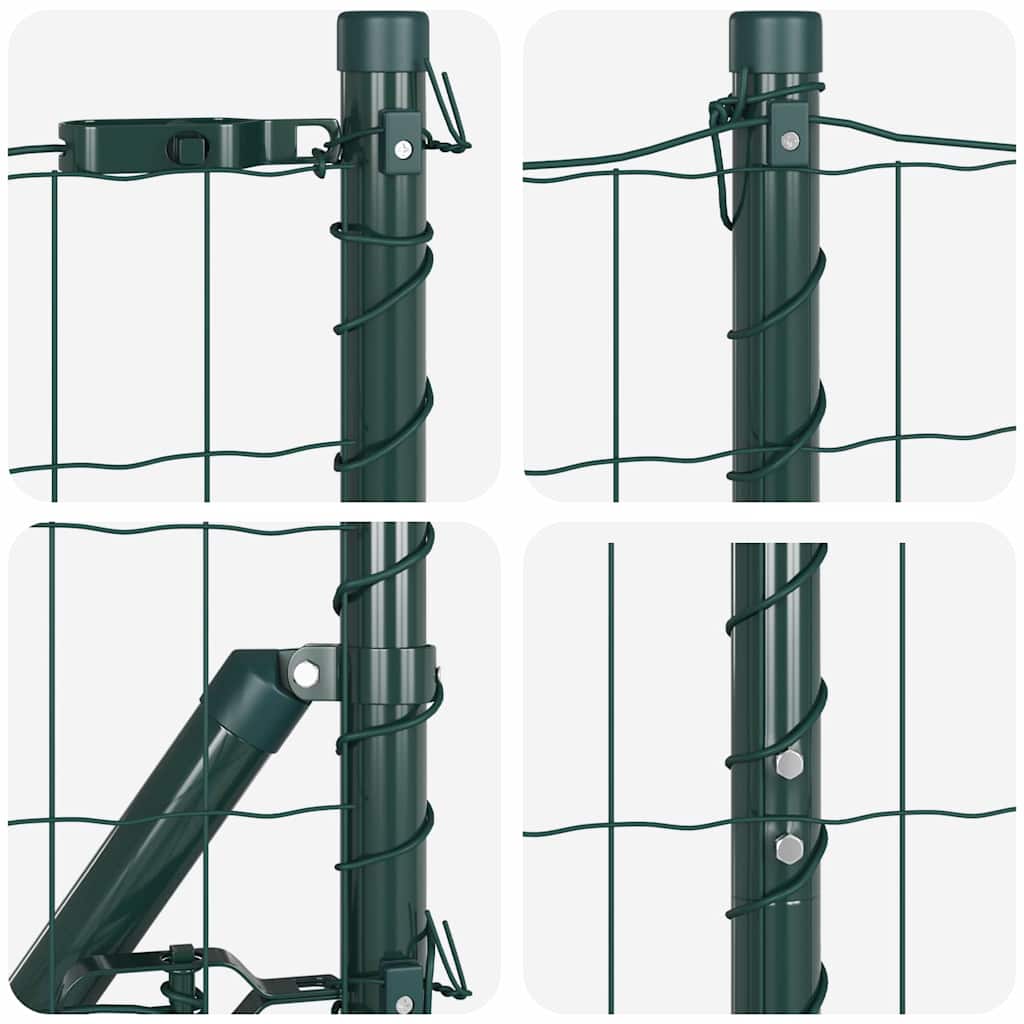 Fence with Posts Green 1.6 x 10 m Steel