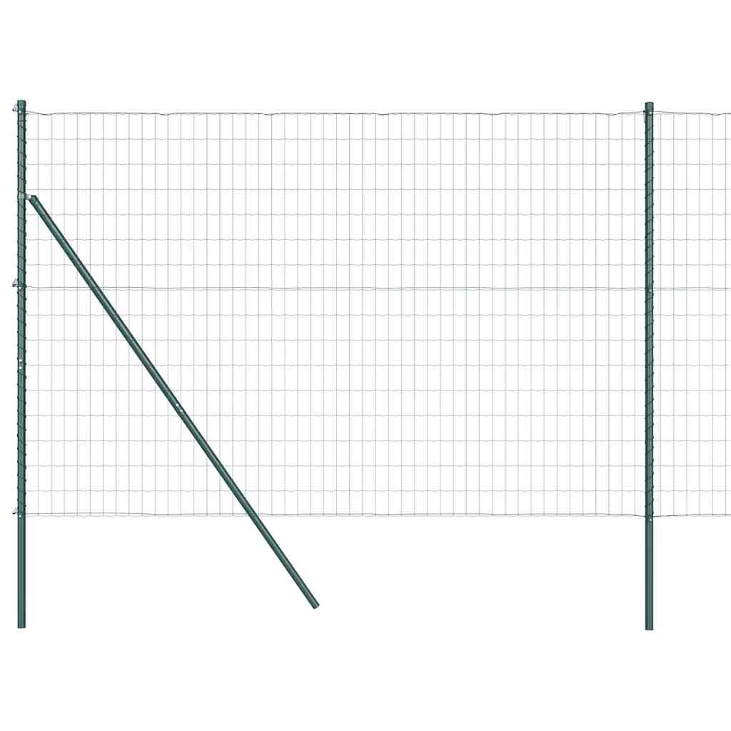 Fence with Posts Green 1.6 x 10 m Steel