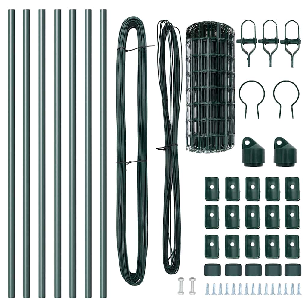 Fence with Posts Green 0.6 x 10 m Steel