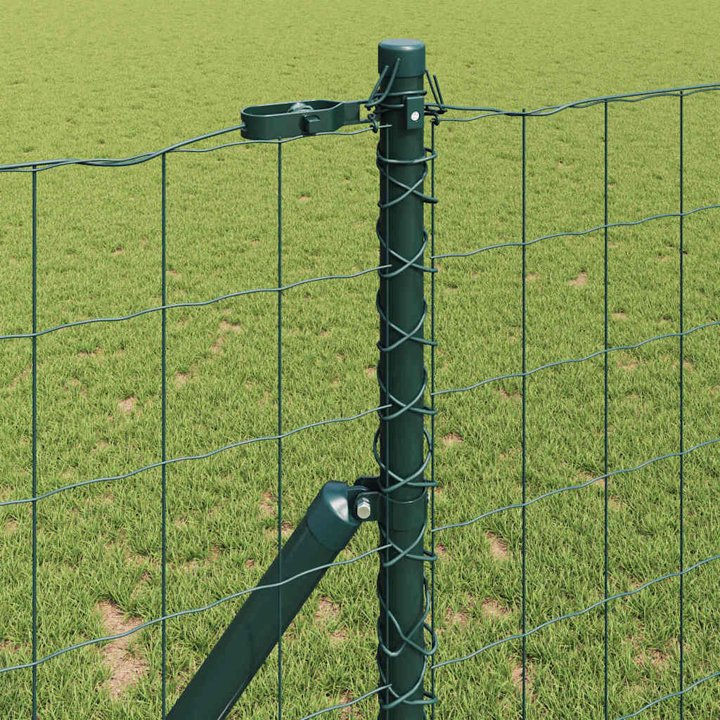 Fence with Posts Green 1 x 10 m Steel