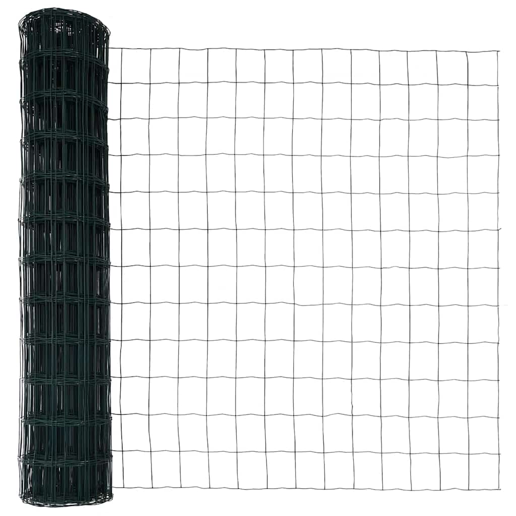 Fence with Posts Green 1 x 10 m Steel