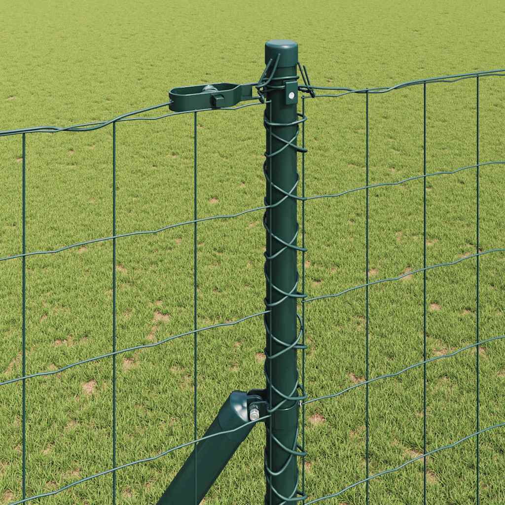 Fence with Posts Green 1.6 x 10 m Steel