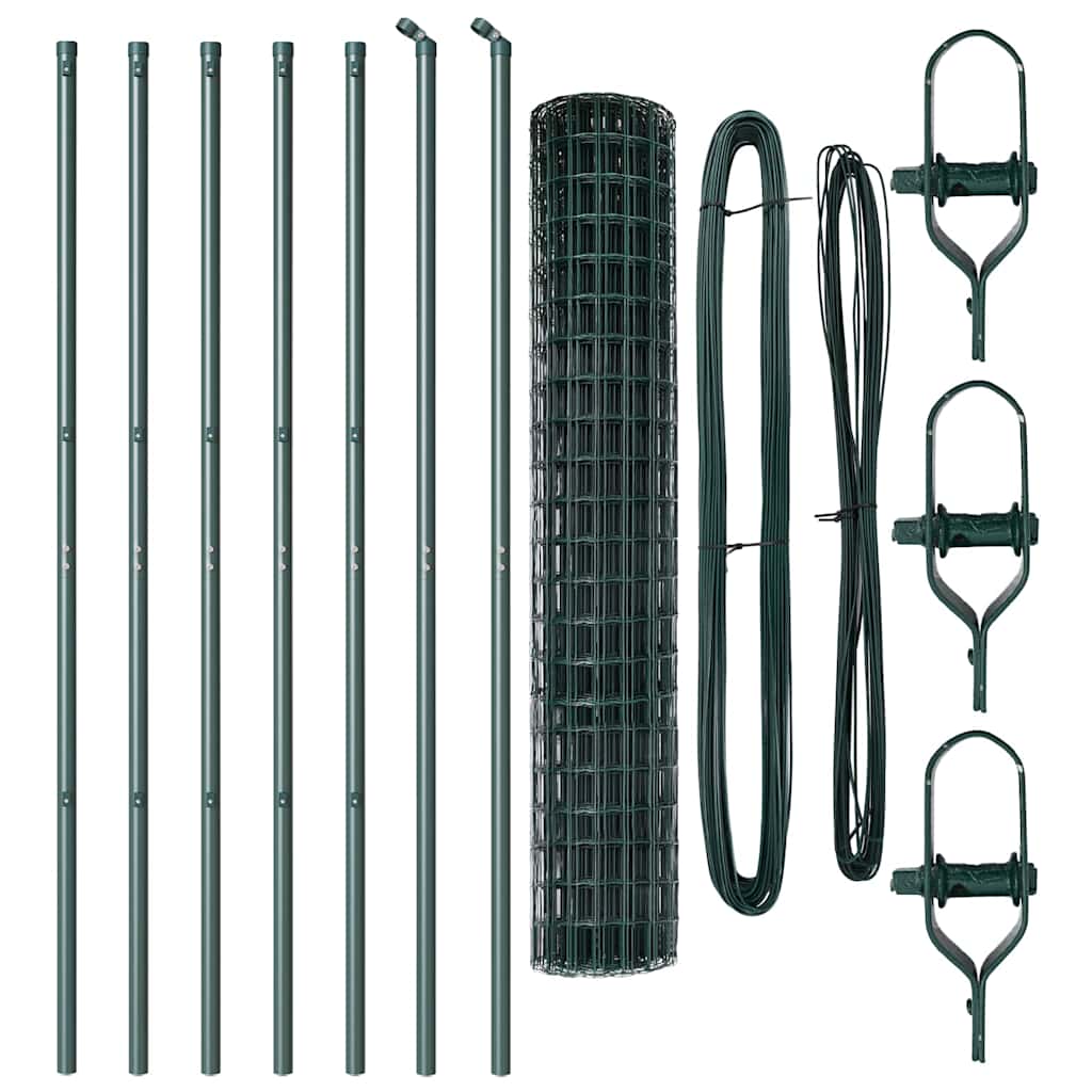 Fence with Posts Green 1.6 x 10 m Steel