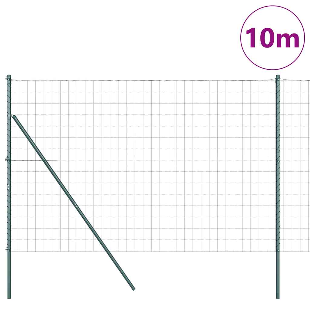 Fence with Posts Green 1.6 x 10 m Steel