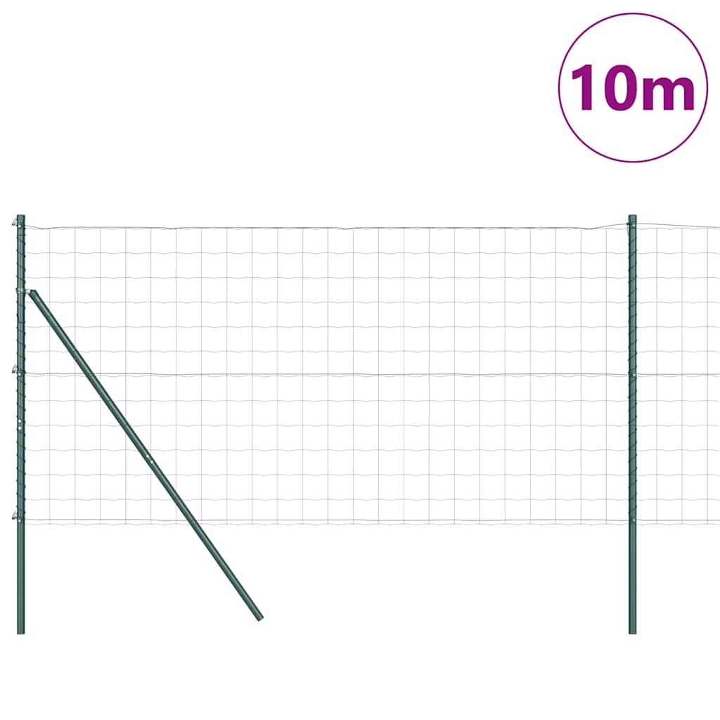 Fence with Posts Green 1.2 x 10 m Steel