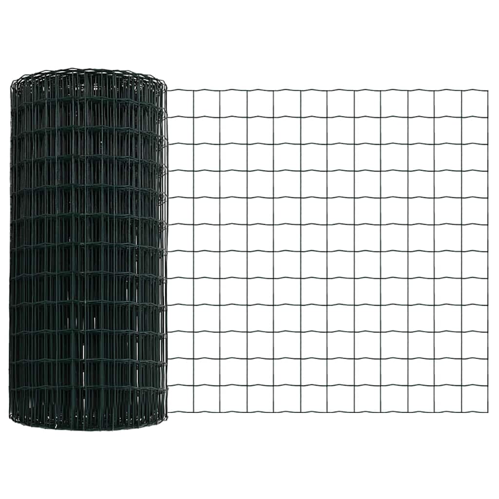 Fence with Posts Green 0.8 x 25 m Steel