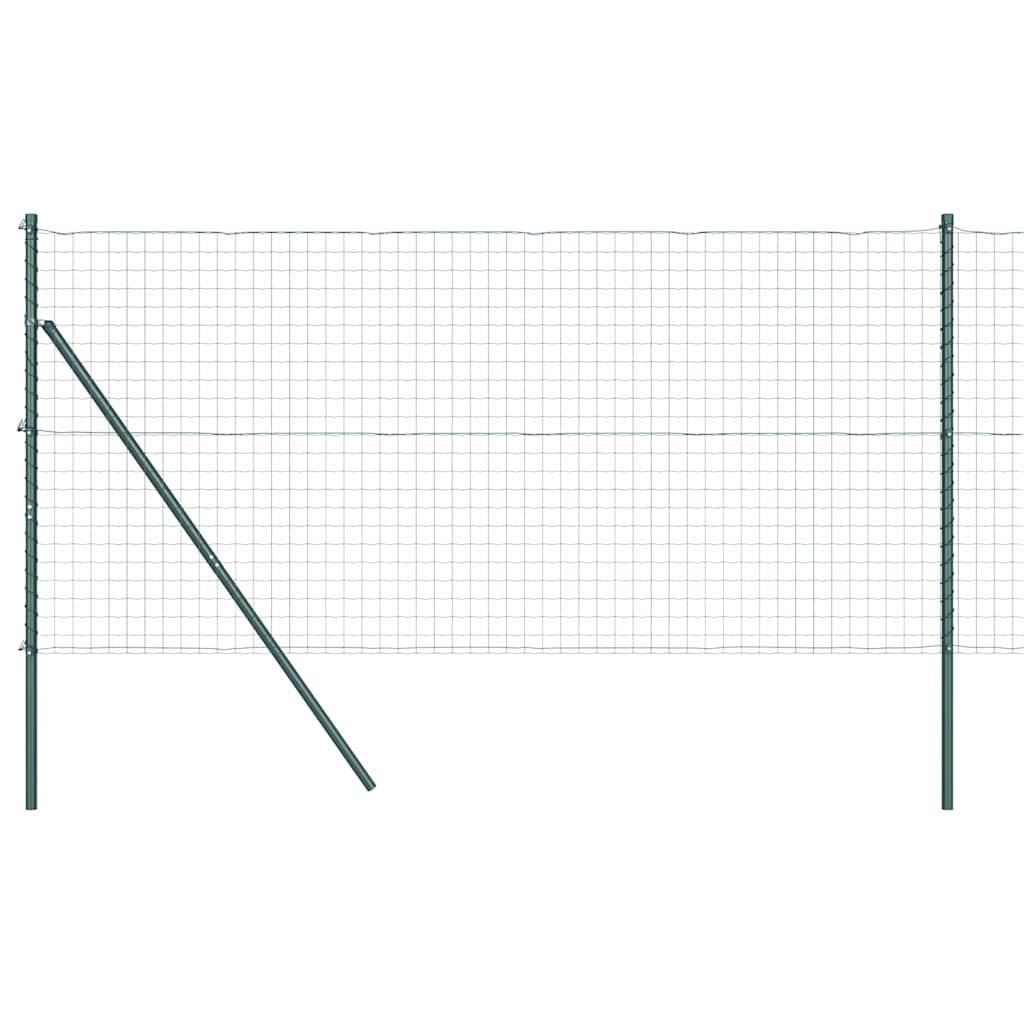 Fence with Posts Green 1 x 25 m Steel