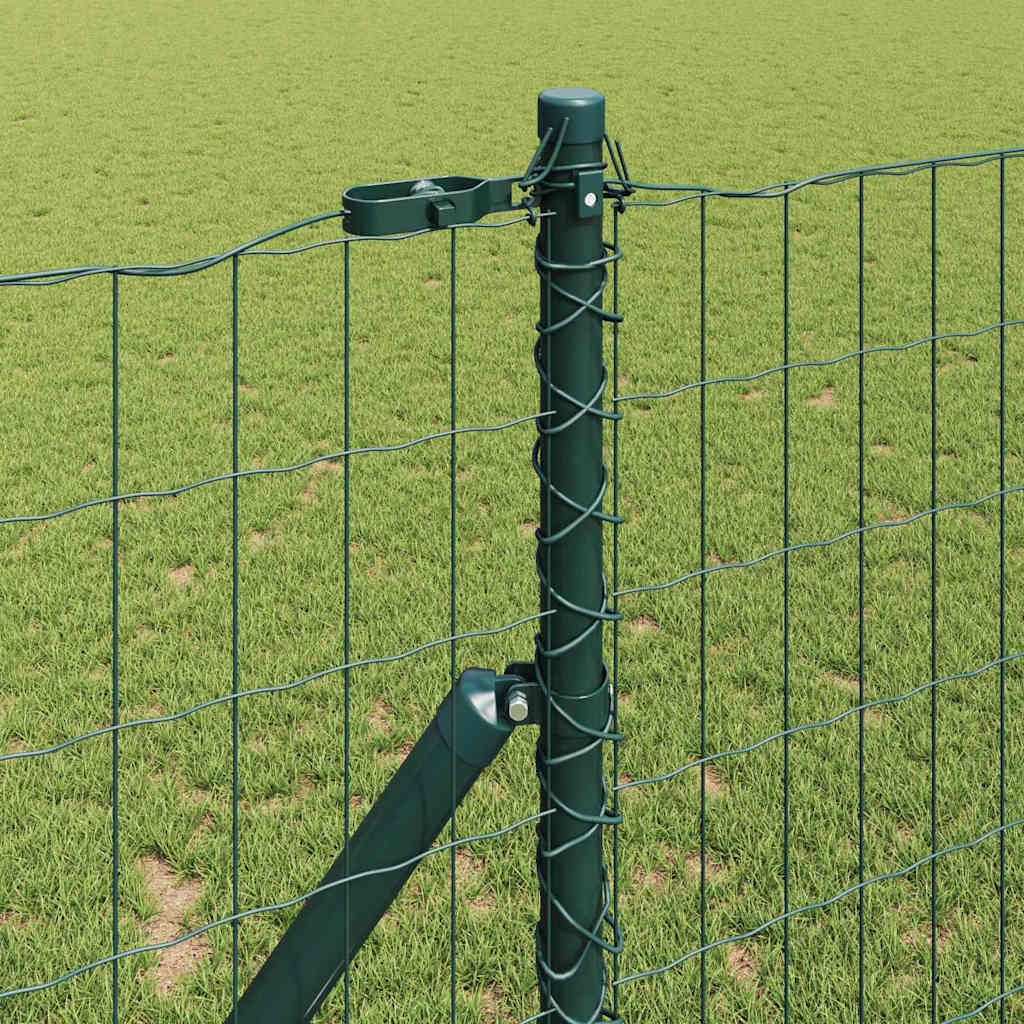 Fence with Posts Green 1 x 25 m Steel