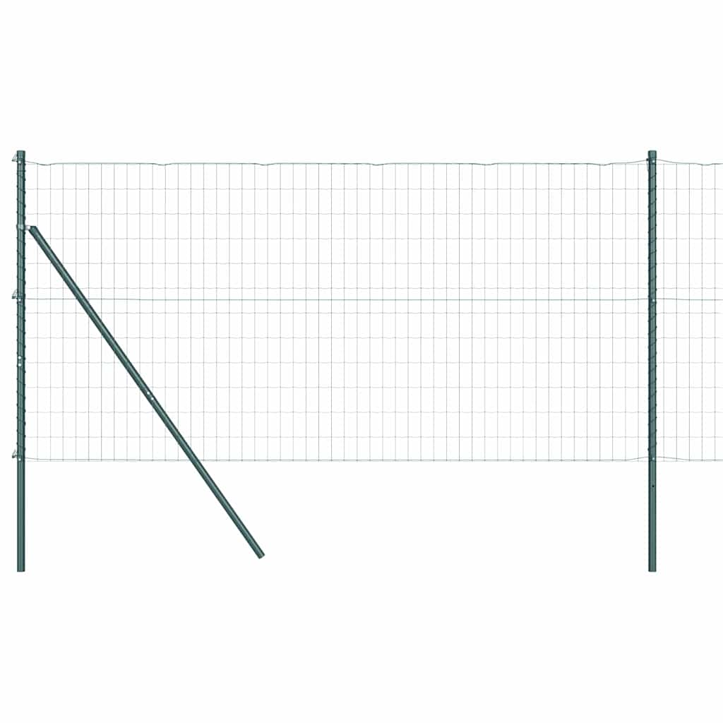 Fence with Posts Green 1 x 25 m Steel