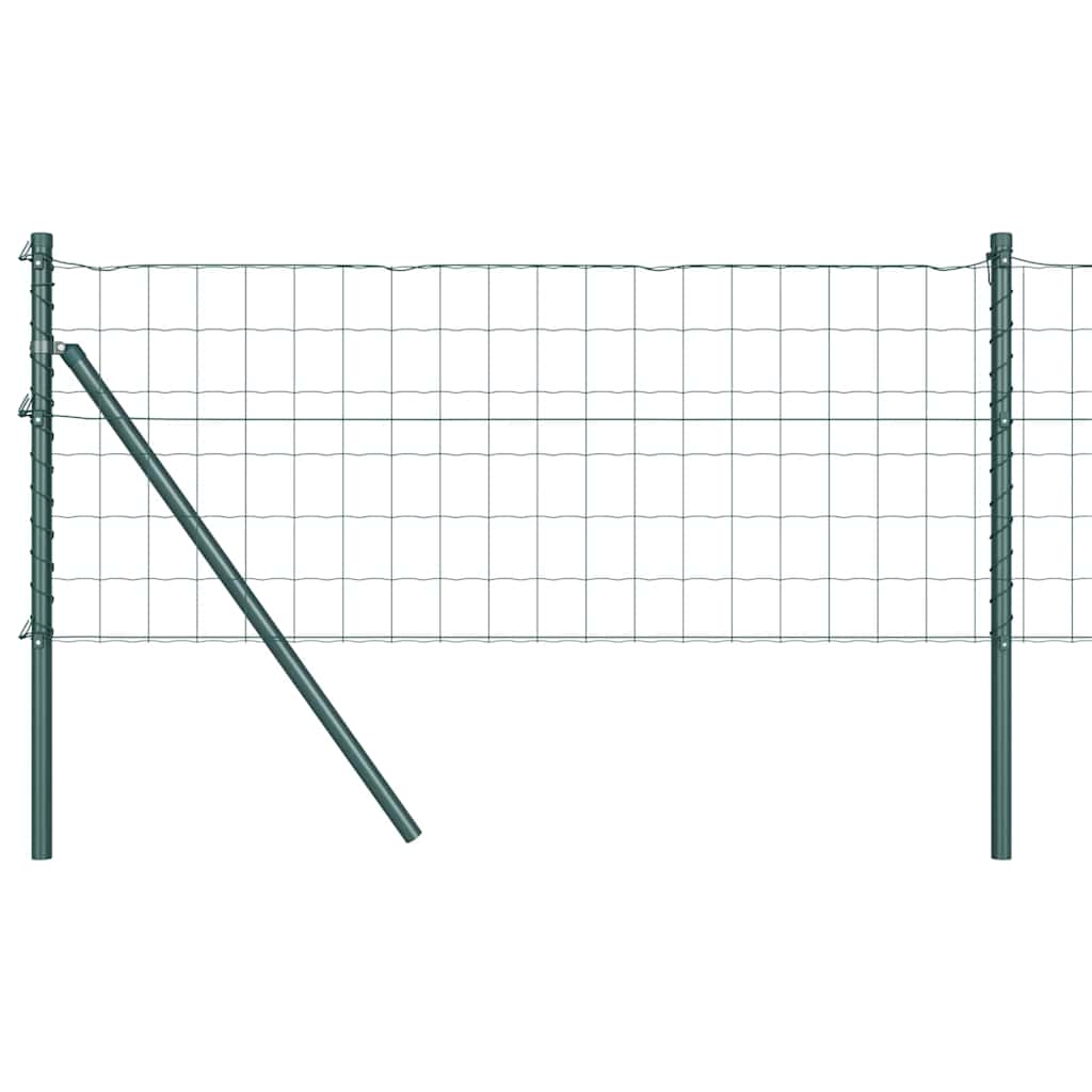 Fence with Posts Green 0.8 x 25 m Steel
