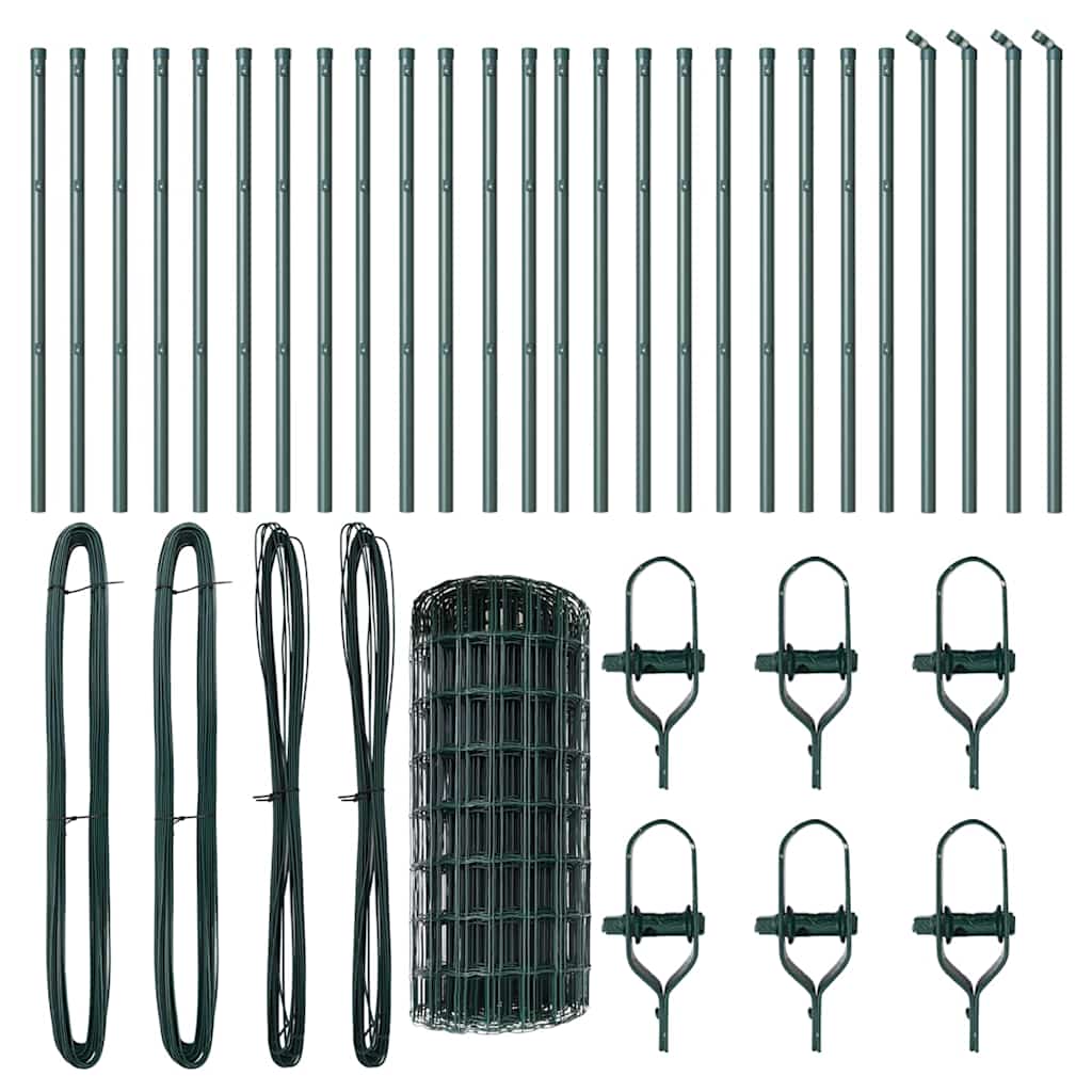 Fence with Posts Green 0.6 x 50 m Steel