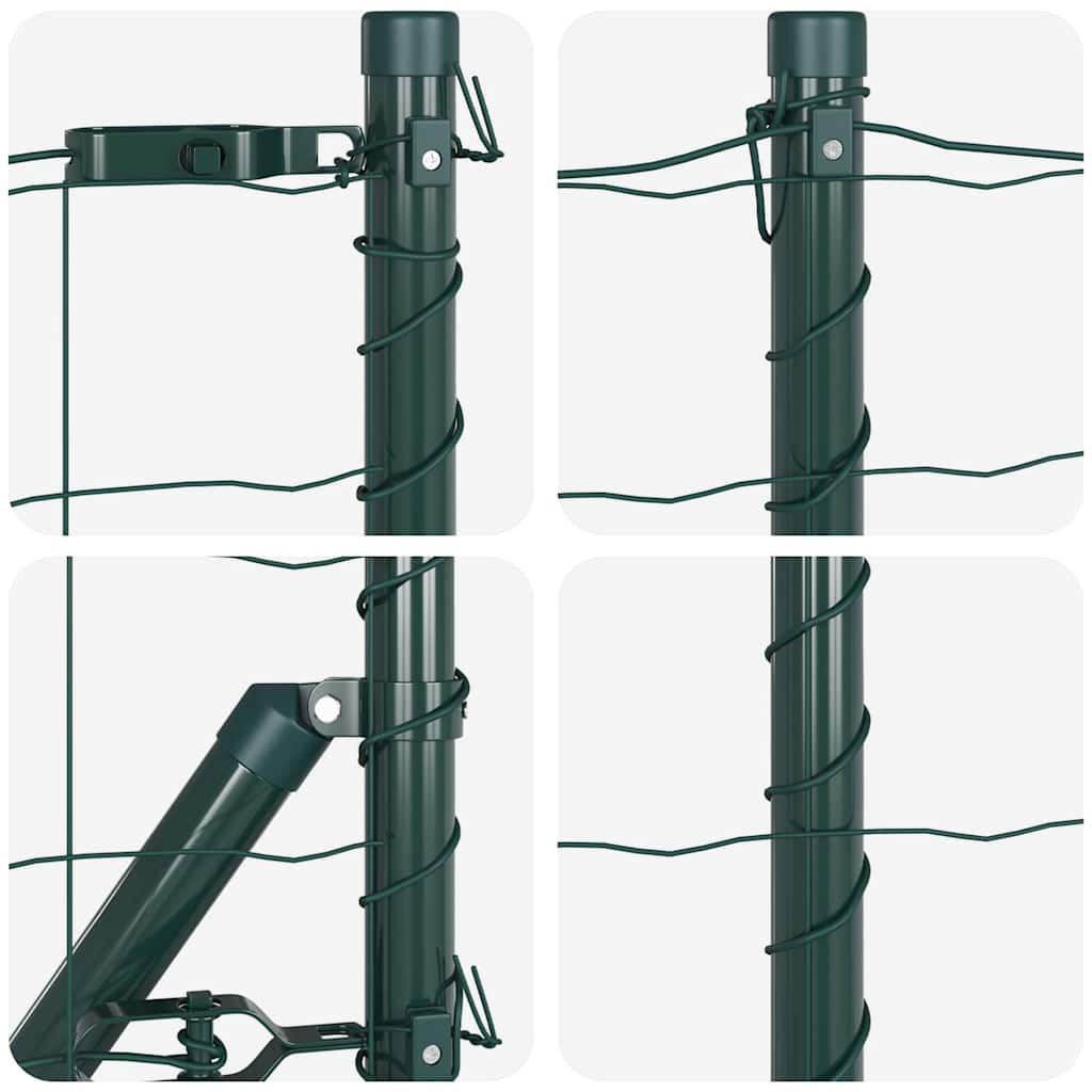 Fence with Posts Green 0.4 x 50 m Steel