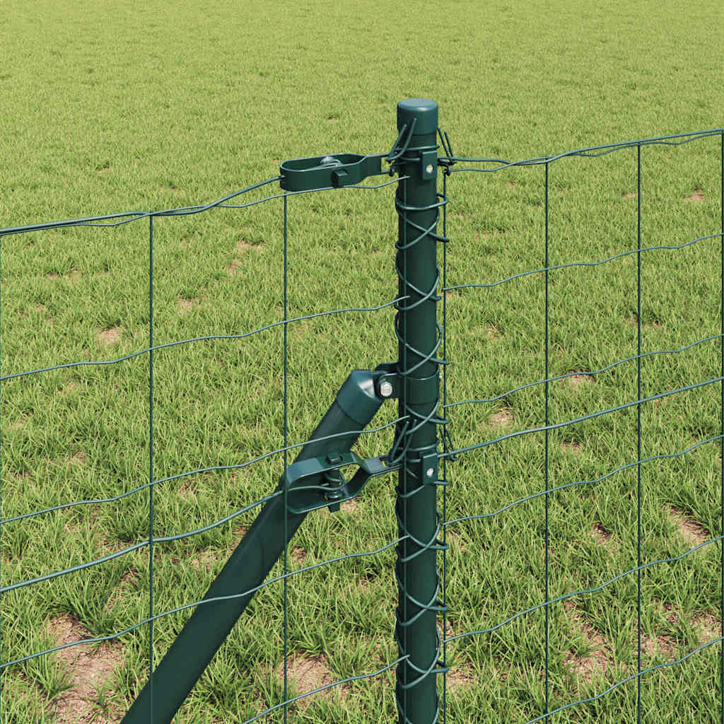 Fence with Posts Green 0.4 x 50 m Steel