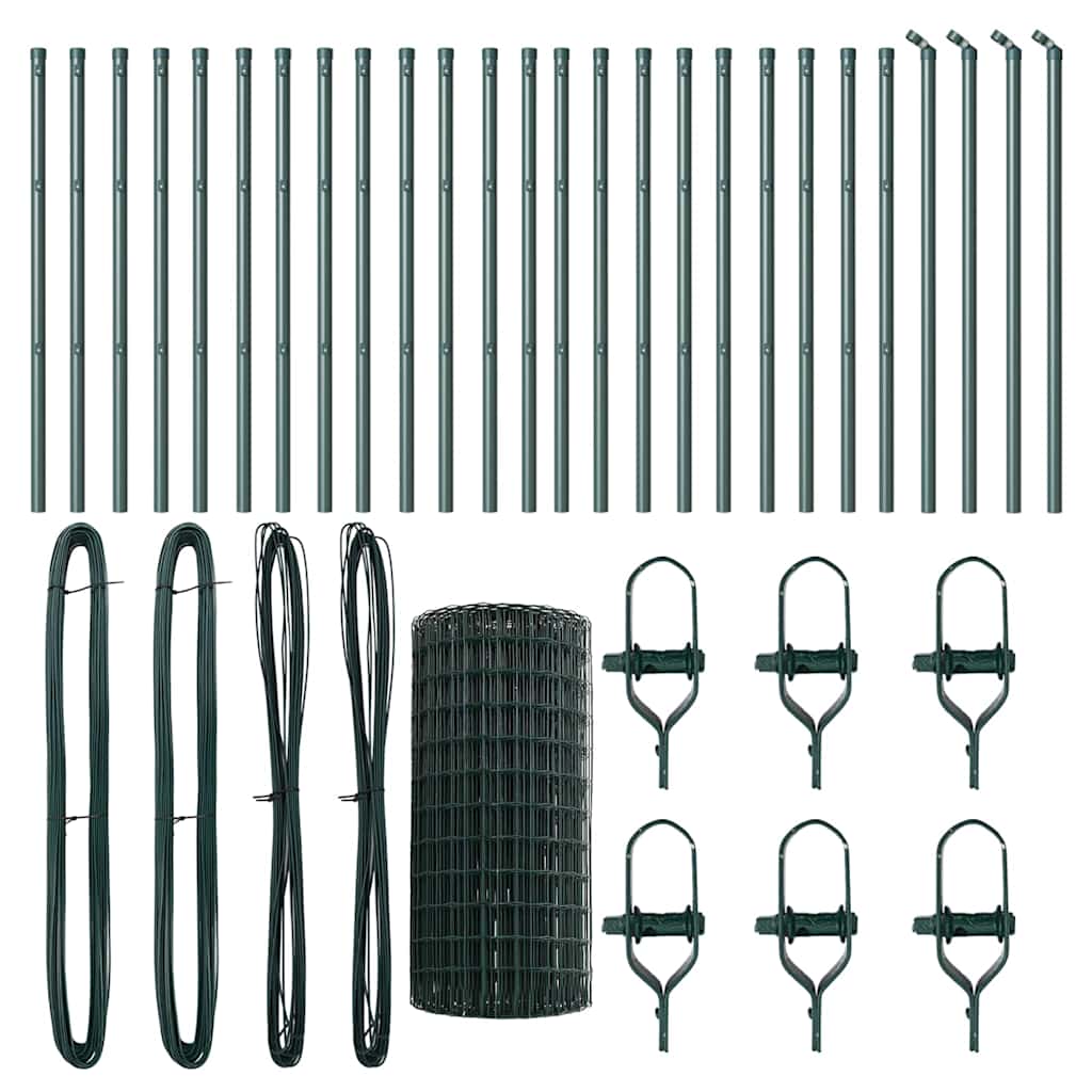 Fence with Posts Green 0.6 x 50 m Steel