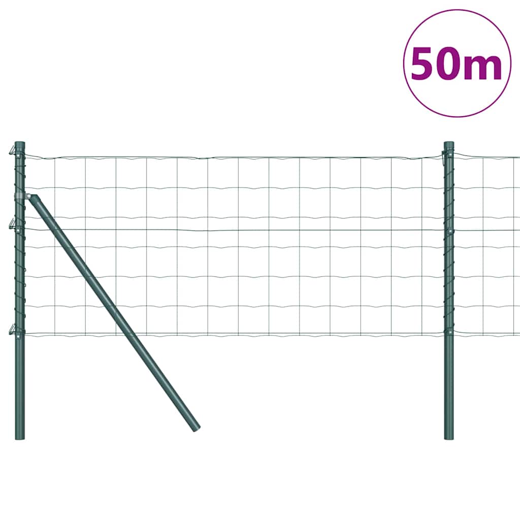Fence with Posts Green 0.6 x 50 m Steel