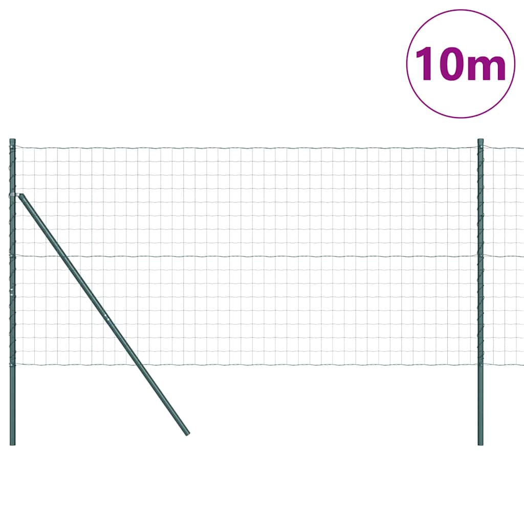 Fence with Posts Green 1.2 x 10 m Steel
