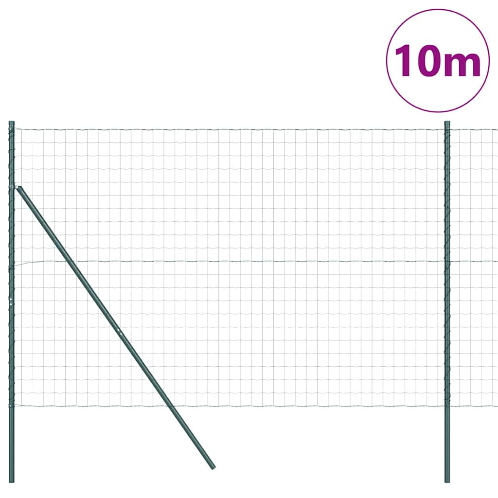 Fence with Posts Green 1.5 x 10 m Steel