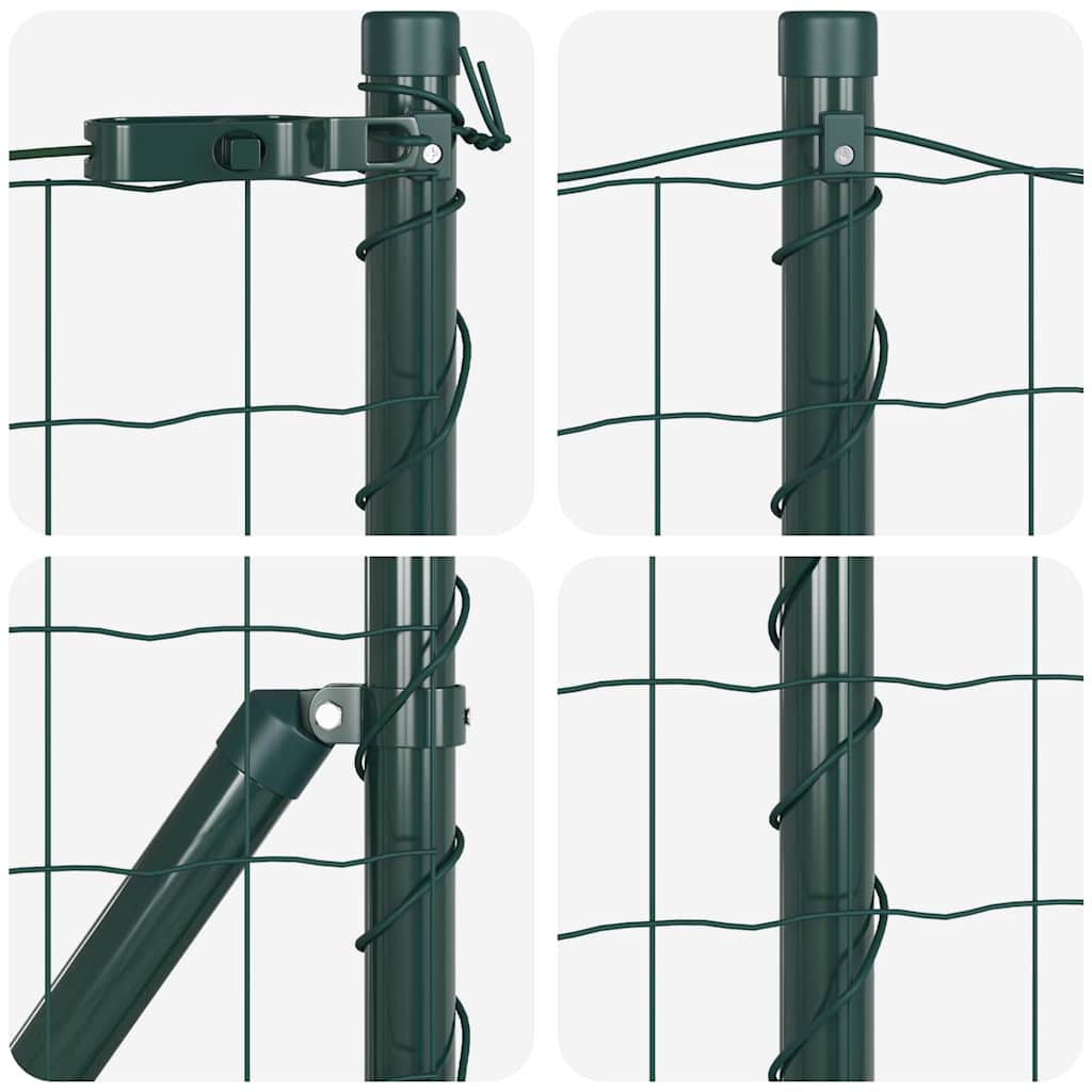 Fence with Posts Green 0.6 x 25 m Steel