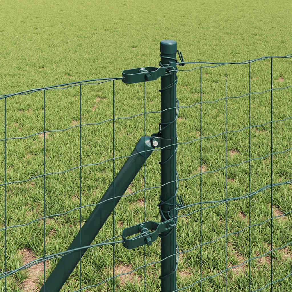 Fence with Posts Green 0.6 x 25 m Steel