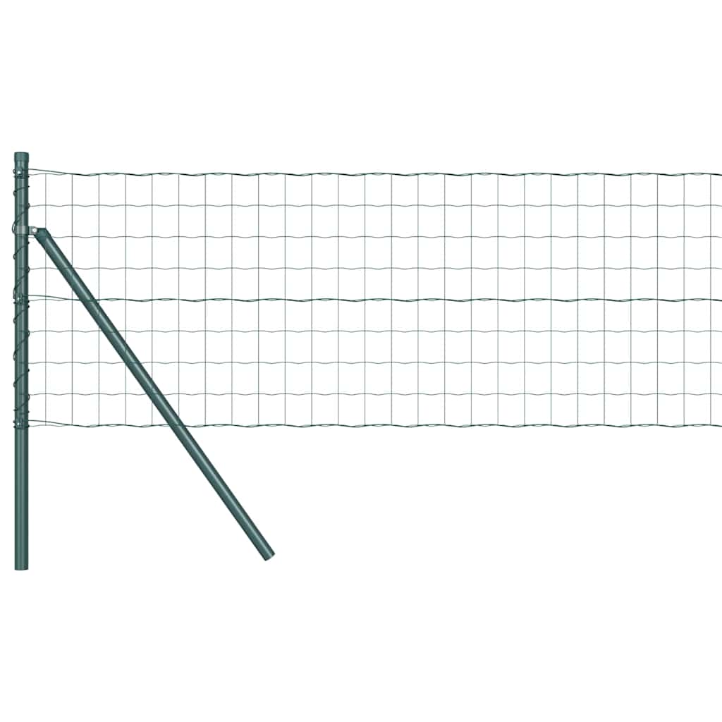 Fence with Posts Green 0.6 x 25 m Steel