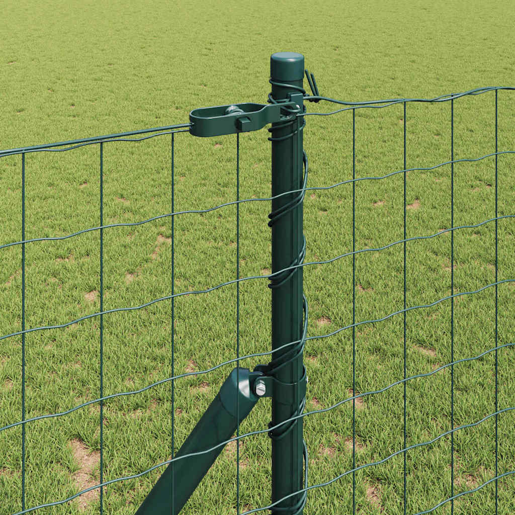Fence with Posts Green 1 x 25 m Steel