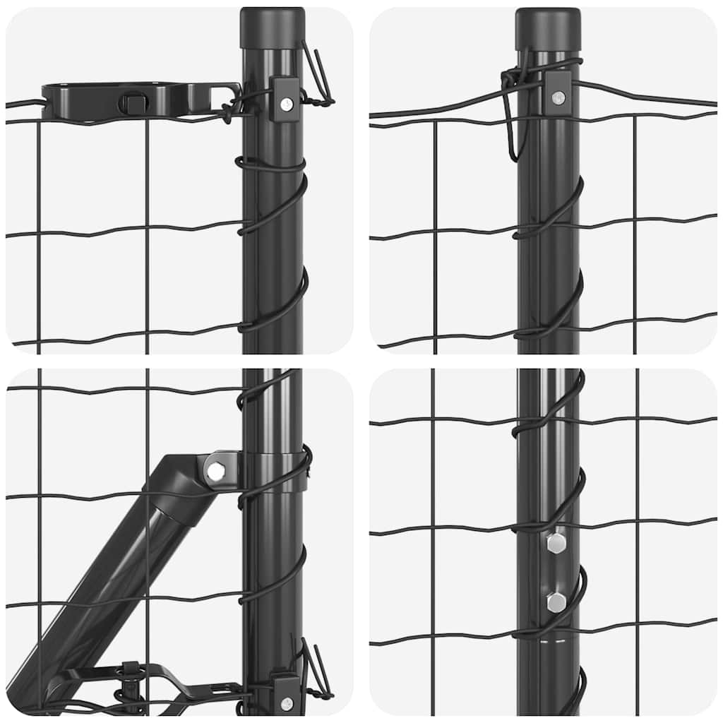 Fence with Posts Grey 1.5 x 10 m Steel