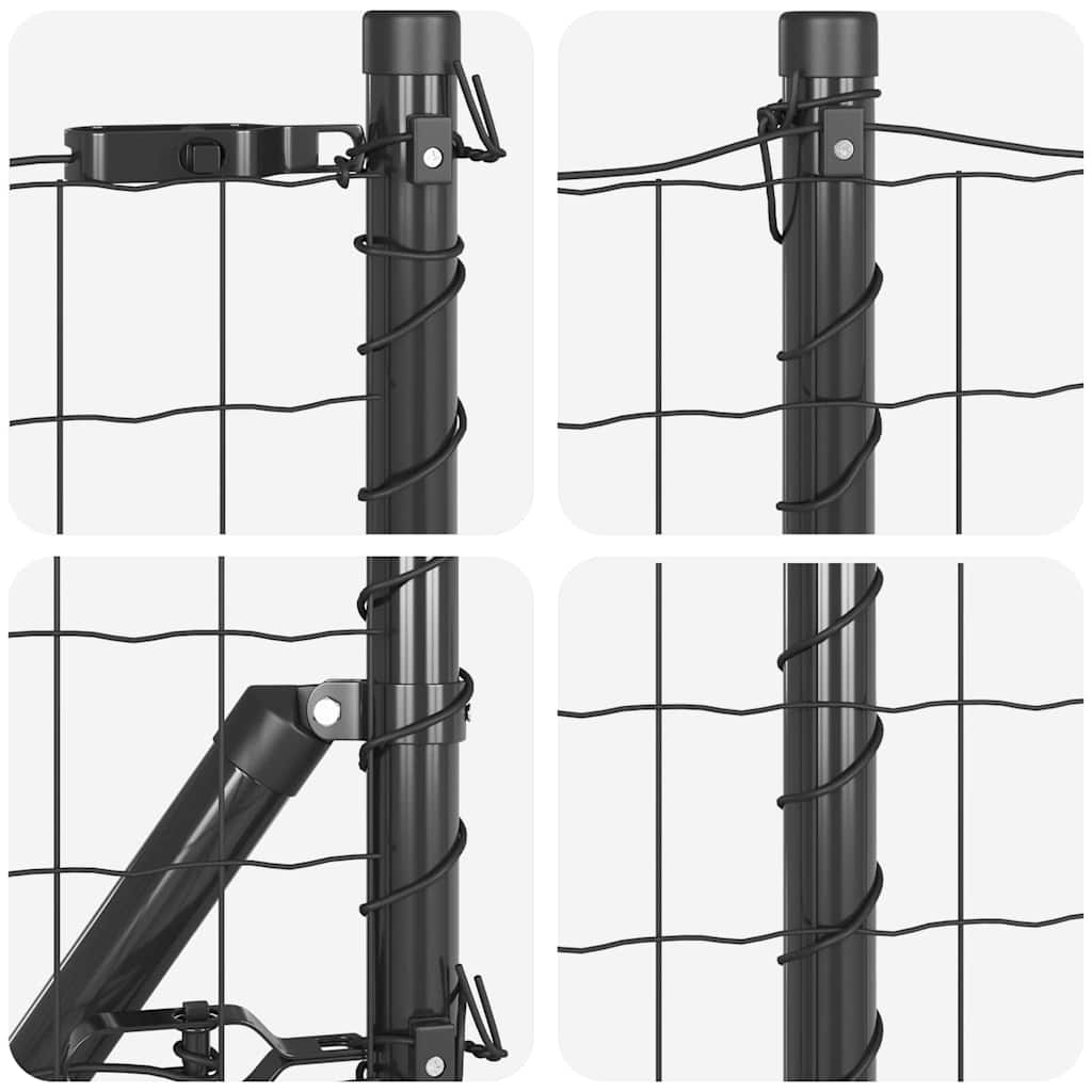 Fence with Posts Grey 0.4 x 10 m Steel