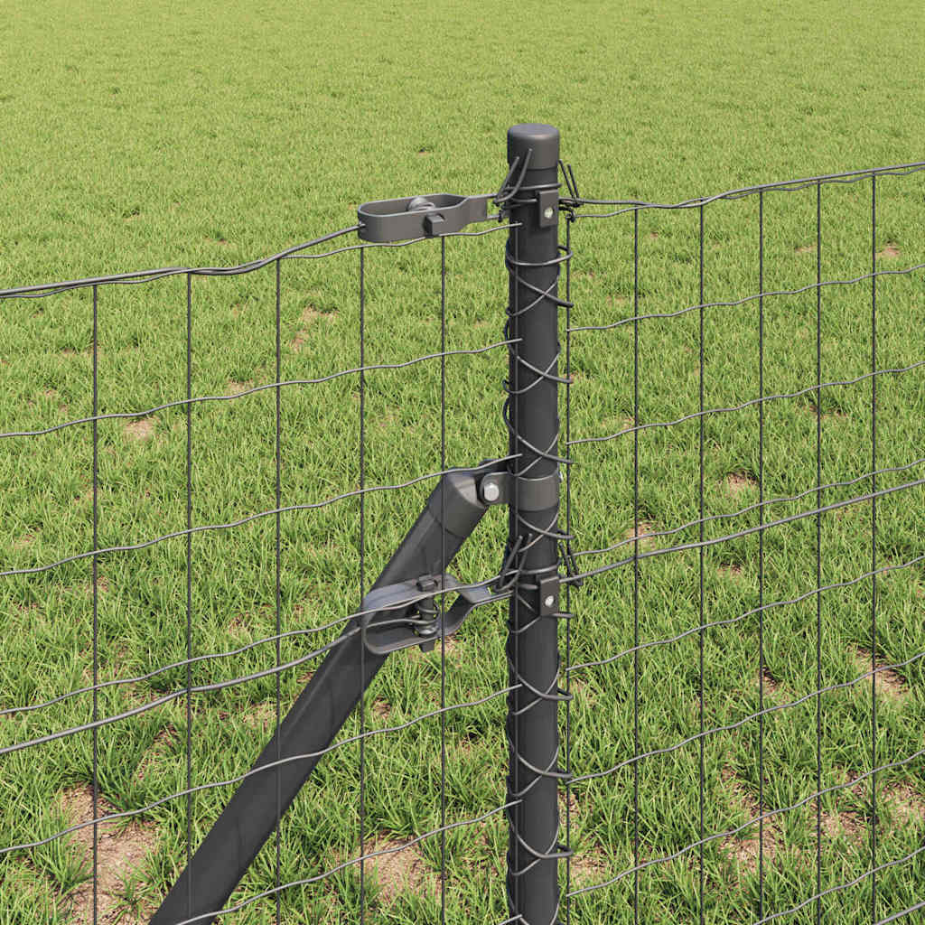Fence with Posts Grey 0.4 x 10 m Steel
