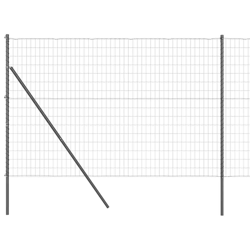 Fence with Posts Grey 1.6 x 10 m Steel