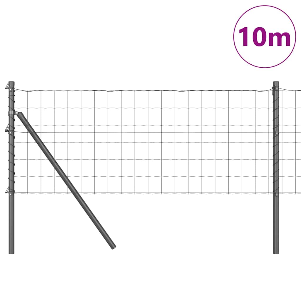 Fence with Posts Grey 0.6 x 10 m Steel