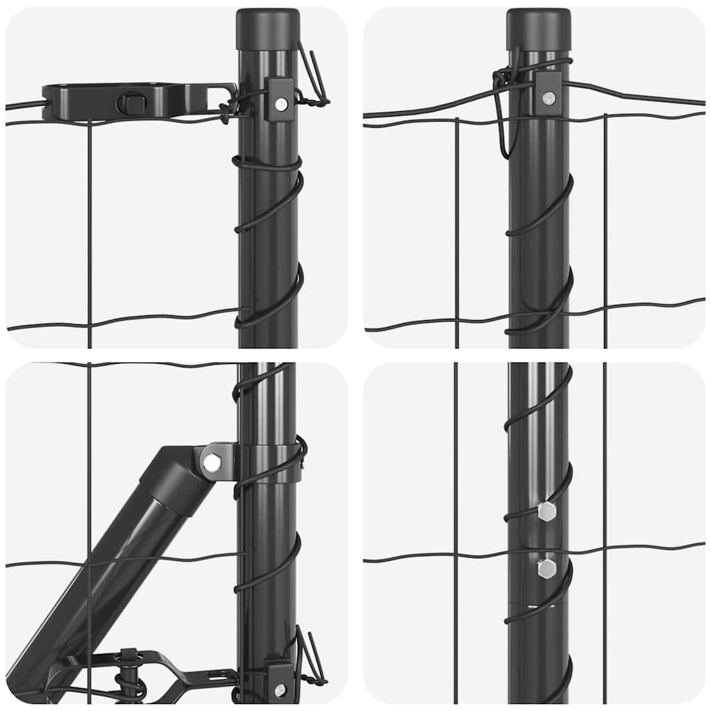 Fence with Posts Grey 1.2 x 10 m Steel