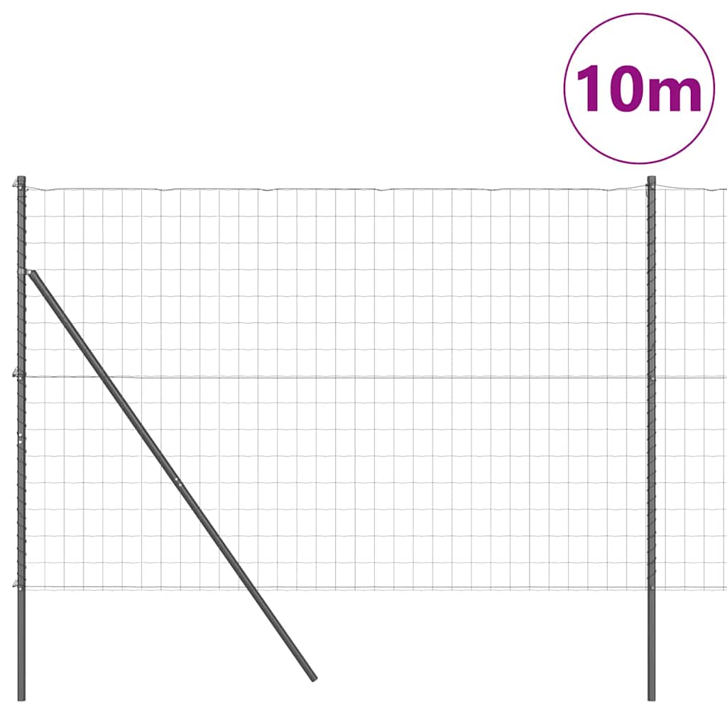 Fence with Posts Grey 1.5 x 10 m Steel