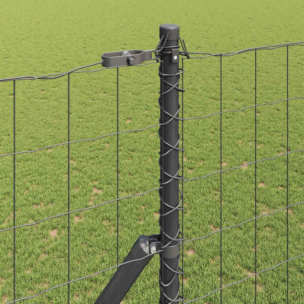 Fence with Posts Grey 1.6 x 10 m Steel