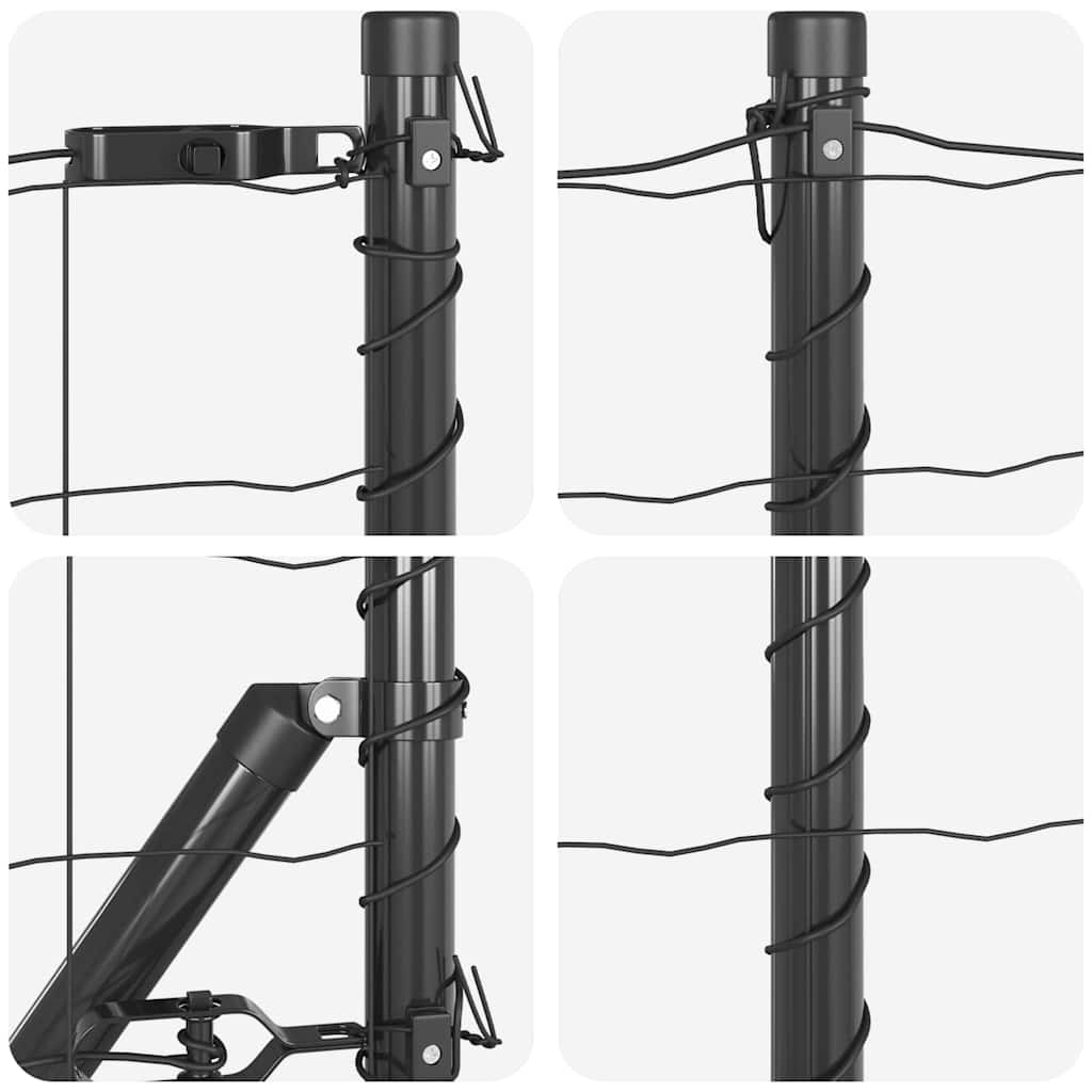 Fence with Posts Grey 0.6 x 10 m Steel
