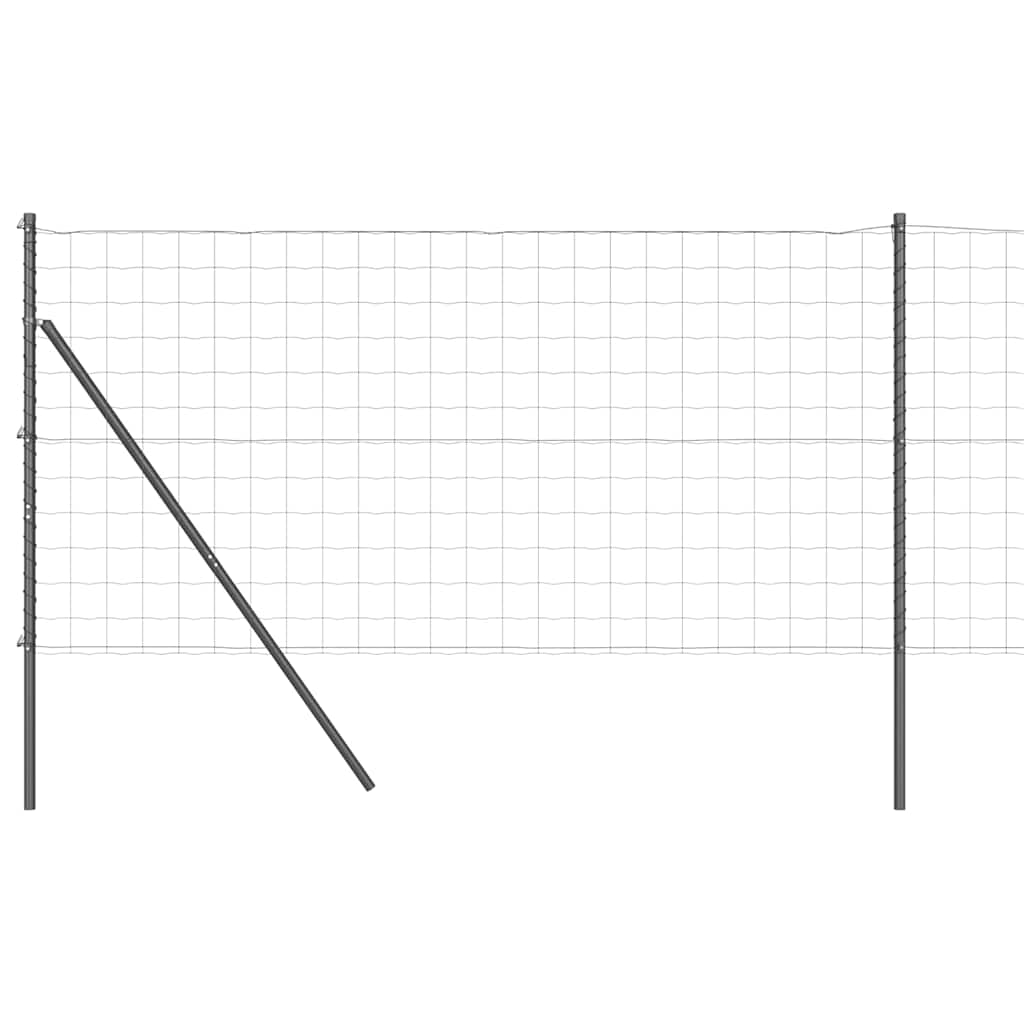 Fence with Posts Grey 1 x 10 m Steel