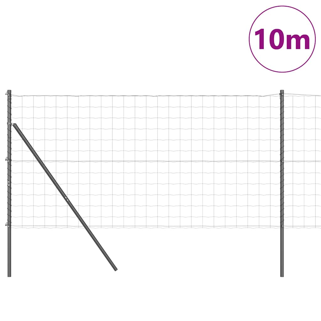 Fence with Posts Grey 1 x 10 m Steel